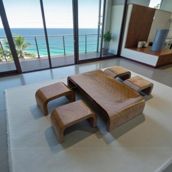 طقم. طاولات كنب ارضي قشره الجوز شكل جميل وانيق(1+4) (منتج تفصيل )