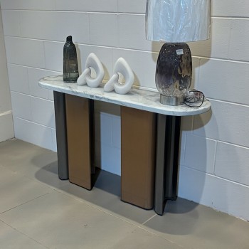 طاولة مدخل او  كونسول بتصميم عصري كلاسيك رخام قاعده حديد مقاس   140×40×80سم 