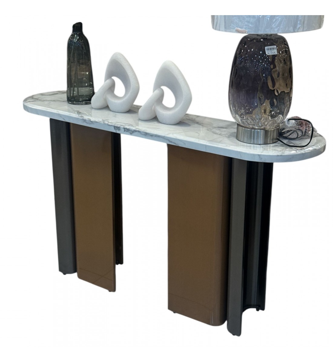 طاولة مدخل او  كونسول بتصميم عصري كلاسيك رخام قاعده حديد مقاس   140×40×80سم 