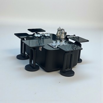 طقم طاولة قهوة بسطح زجاج 7قطع اسود (منتج تفصيل )