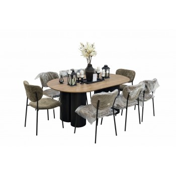 طاولة طعام مودرن خشبية مع 8 كراسي مبطنة
