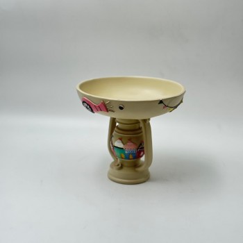 صحن ديكوري أنيق بتصميم مستوحى من الطابع الإسلامي،  17×17×19سم 