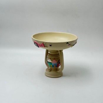 صحن ديكوري أنيق بتصميم مستوحى من الطابع الإسلامي،  17×17×19سم 