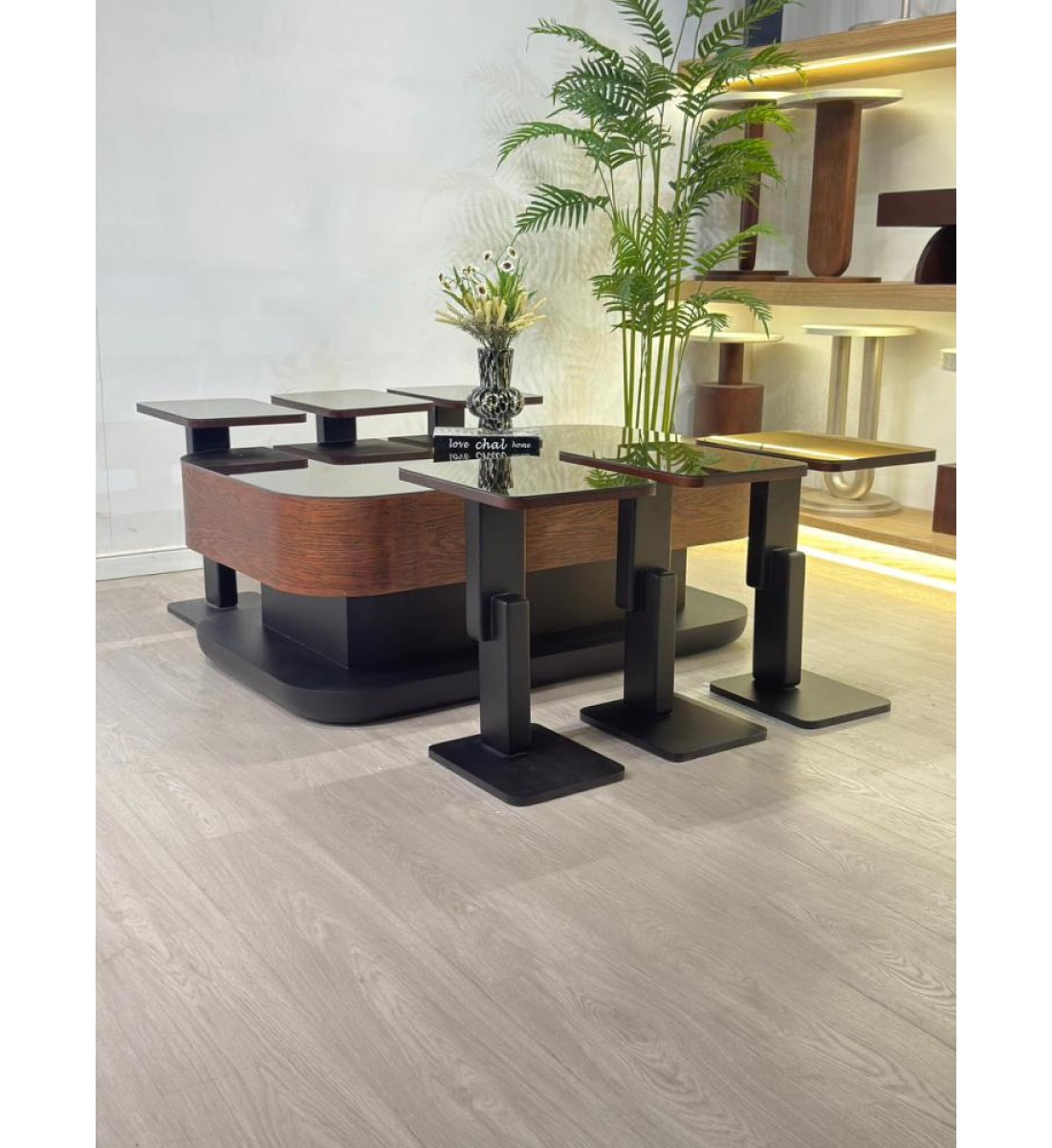 طقم طاولات  تقديم  ليون سنديان 7قطع  (منتج تفصيل )