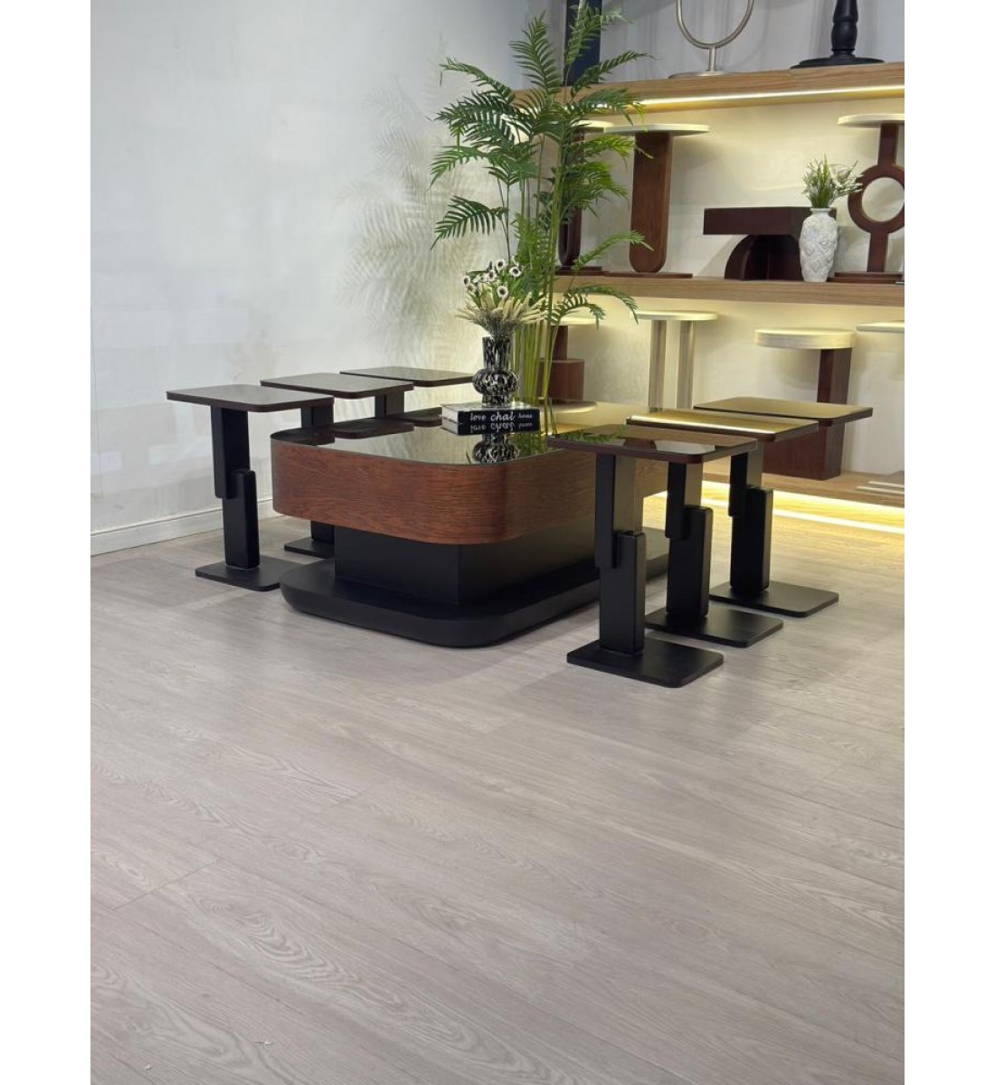 طقم طاولات  تقديم  ليون سنديان 7قطع  (منتج تفصيل )