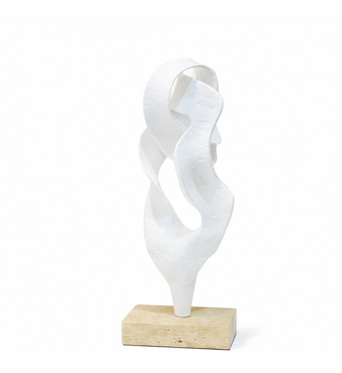 قطعة فنية عصرية بتصميم انسيابي ناعم يعكس الرقي والبساطة، مصنوعة بلون أبيض هادئ بملمس راقٍ،40×15×8سم 