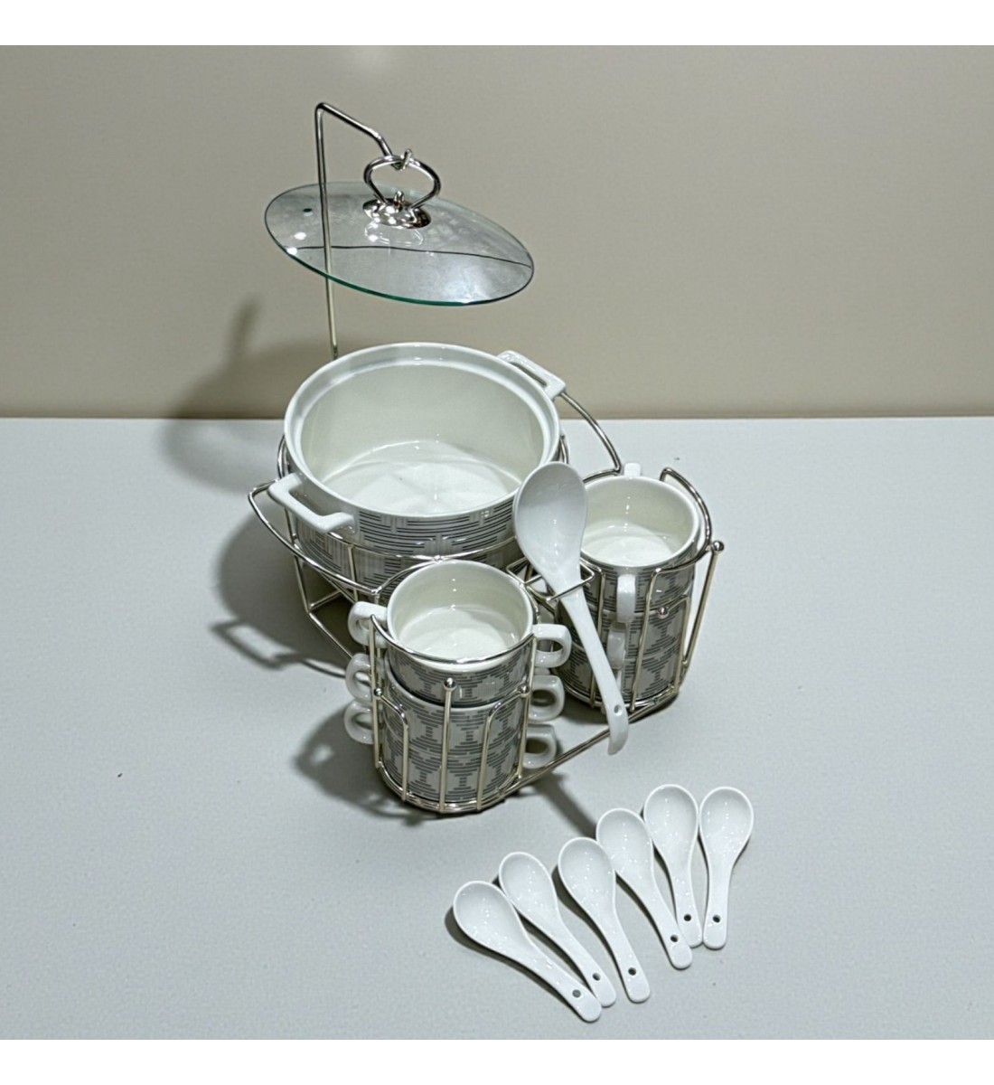 سخان شوربة / حساء فاخر سيراميك 16قطعه سخان شوربة / حساء فاخر سيراميك 16قطعه