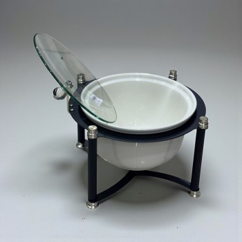 سخان بوفية صحن تقديم سيراميك لتسخين الطعام مزود بغطاء بتصميم فريد 26×26×20سم 