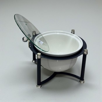 سخان بوفية صحن تقديم سيراميك لتسخين الطعام مزود بغطاء بتصميم فريد 26×26×20سم 