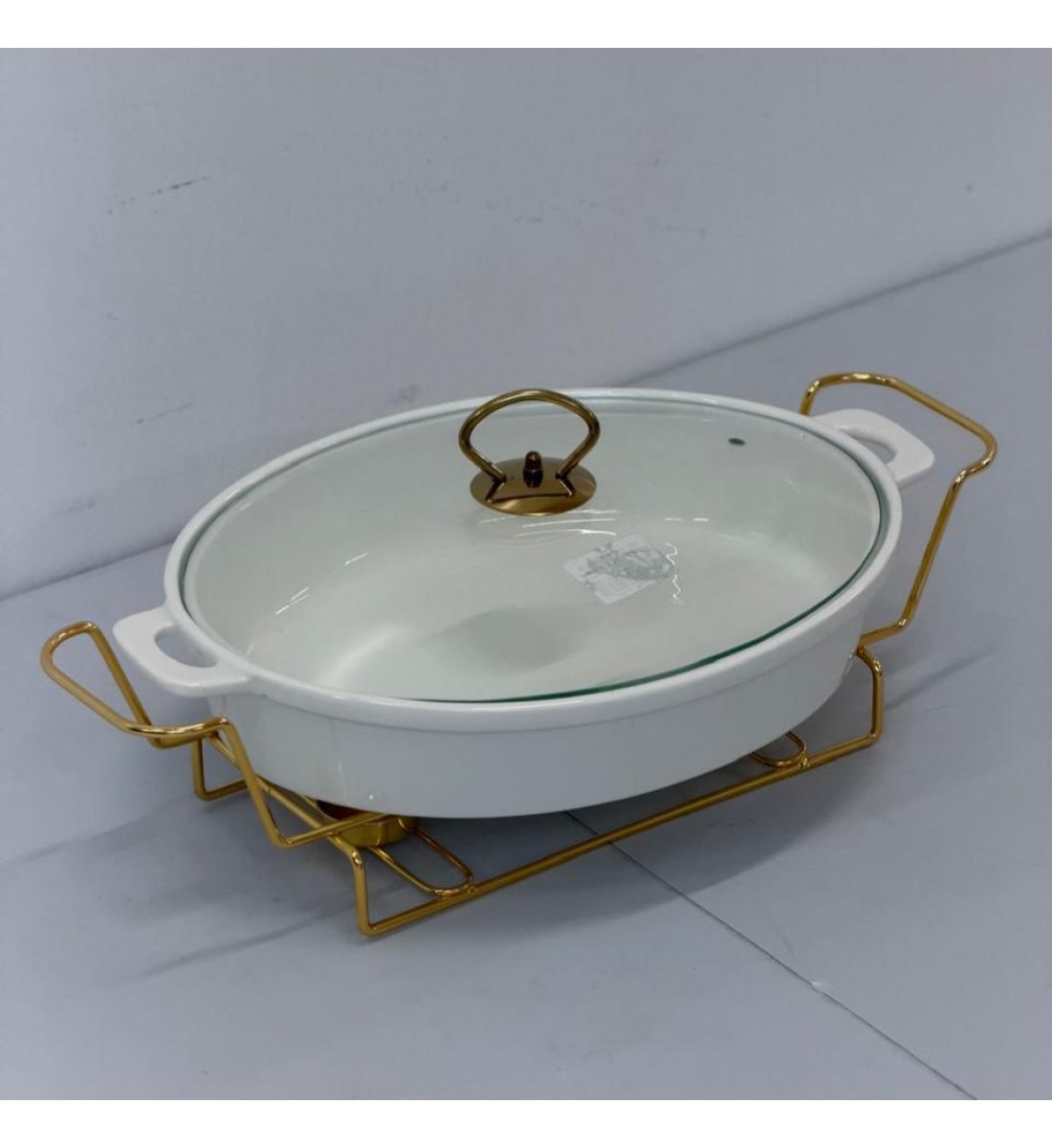 سخان بوفية صحن تقديم سيراميك لتسخين الطعام مزود بغطاء بتصميم فريد 30×26×10سم سخان بوفية صحن تقديم سيراميك لتسخين الطعام مزود بغطاء بتصميم فريد 30×26×10سم