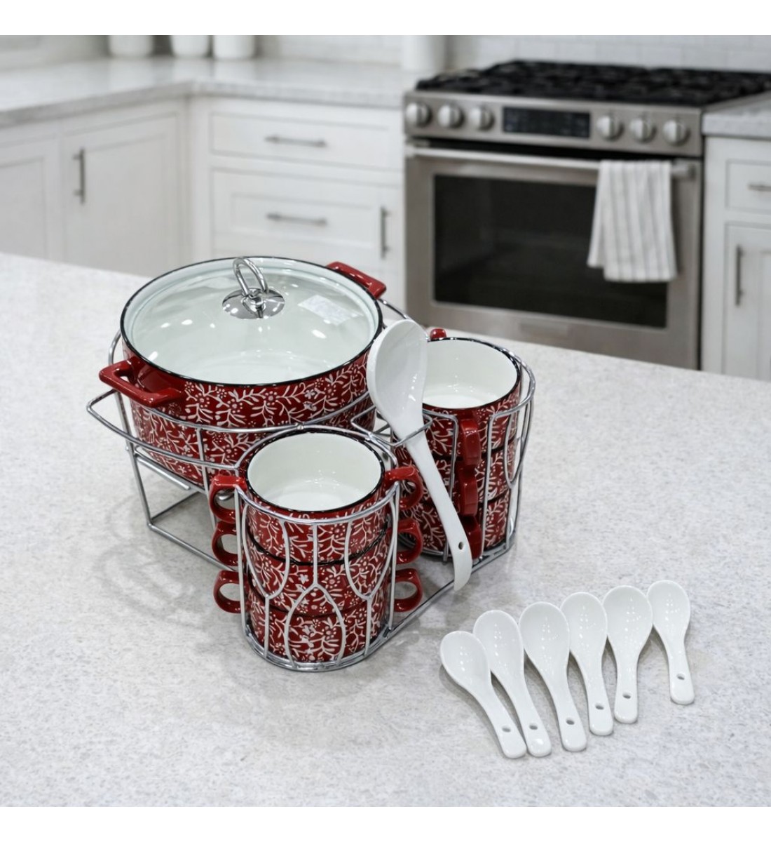 سخان شوربة / حساء فاخر سيراميك 16قطعه سخان شوربة / حساء فاخر سيراميك 16قطعه