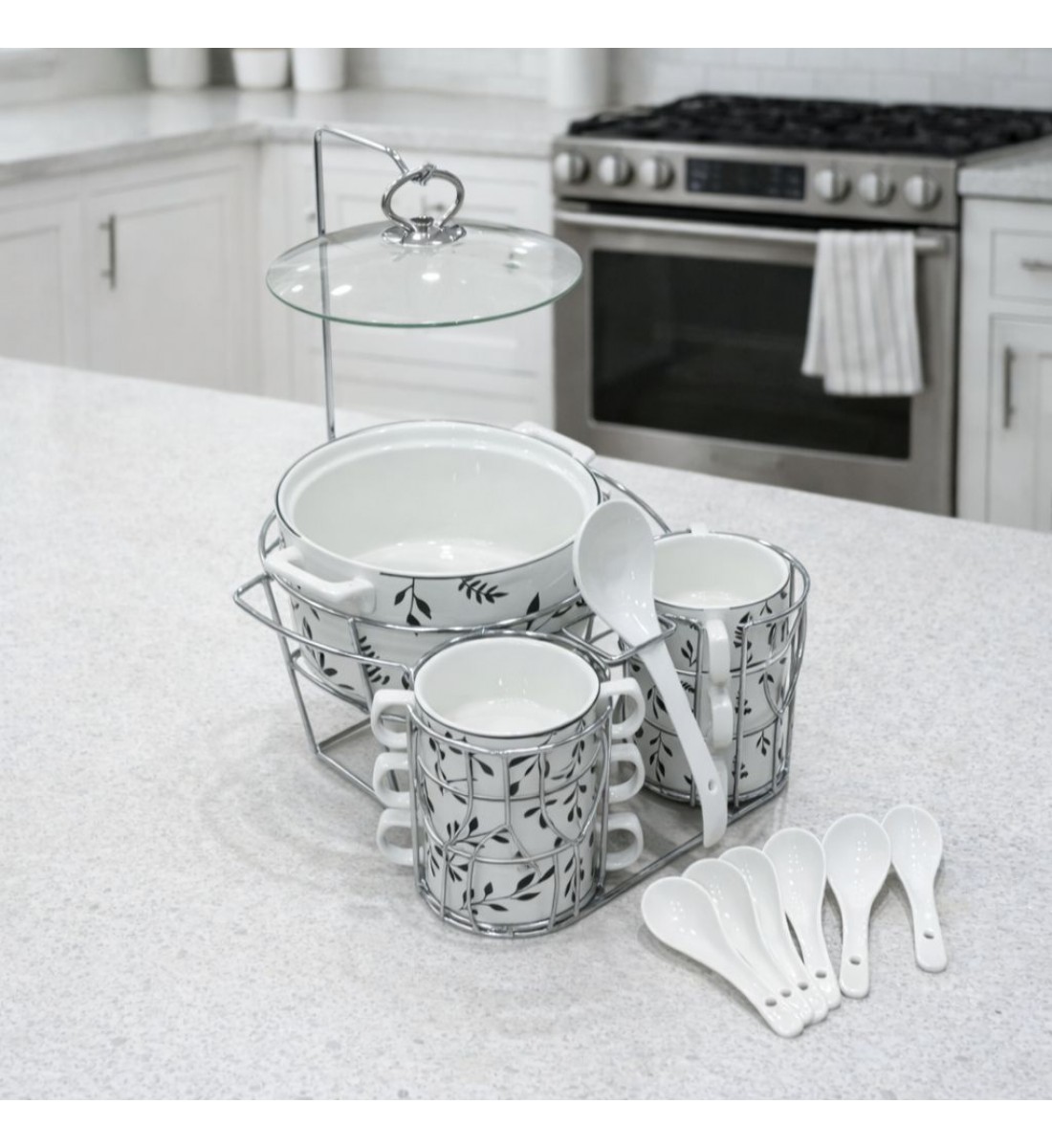 سخان شوربة / حساء فاخر سيراميك 16قطعه سخان شوربة / حساء فاخر سيراميك 16قطعه