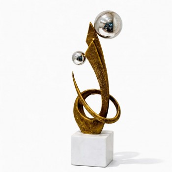 قطعة ديكور فنية بتصميم تجريدي أنيق يجمع بين الانسيابية والفخامة، 40×15×8سم 