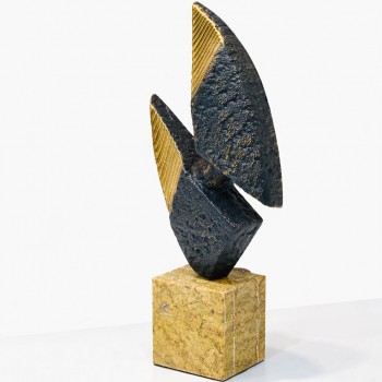  قطعة ديكور فنية تجريدية بتصميم جريء مستوحى من الأشكال الطبيعية والانسيابية،47×10×20سم 