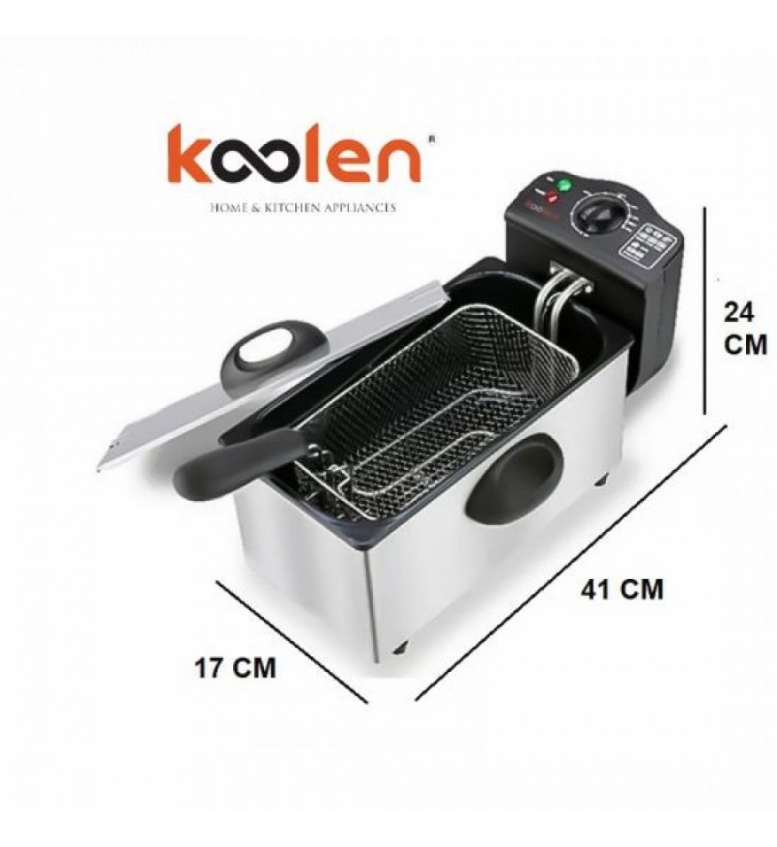 كولن مقلاة بزيت عميق 3 لتر  - 2000 واط - فضي وأسود 