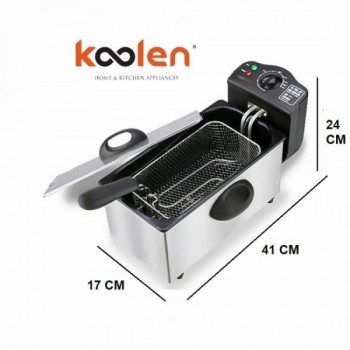 كولن مقلاة بزيت عميق 3 لتر  - 2000 واط - فضي وأسود 