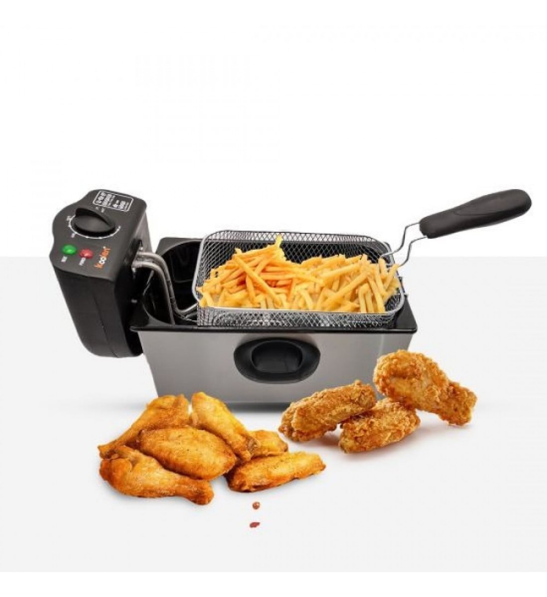 كولن مقلاة بزيت عميق 3 لتر  - 2000 واط - فضي وأسود 