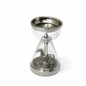  مبخره ديكور فاخرة بتصميم ساعة رملية أنيقة باللون الفضي، مصنوعة من زجاج شفاف مع تفاصيل معدنية راقية، 18×10×10سم 