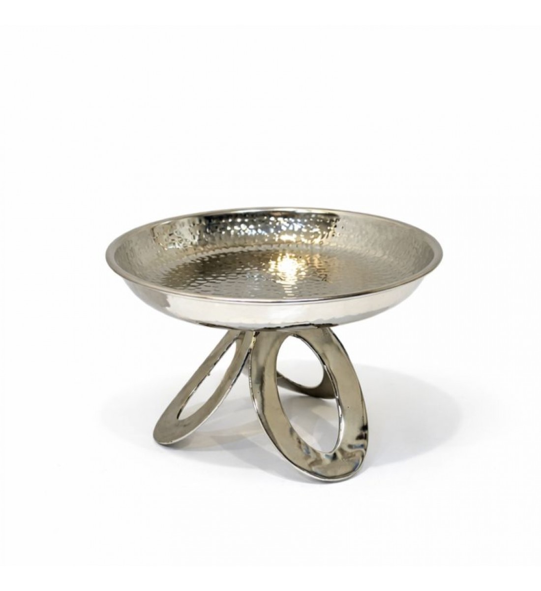 صحن ديكوري أنيق مصنوع من المعدن اللامع بتشطيب فضي فاخر 20×20×23سم 