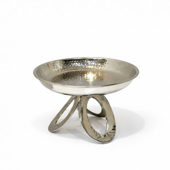 صحن ديكوري أنيق مصنوع من المعدن اللامع بتشطيب فضي فاخر 20×20×23سم 