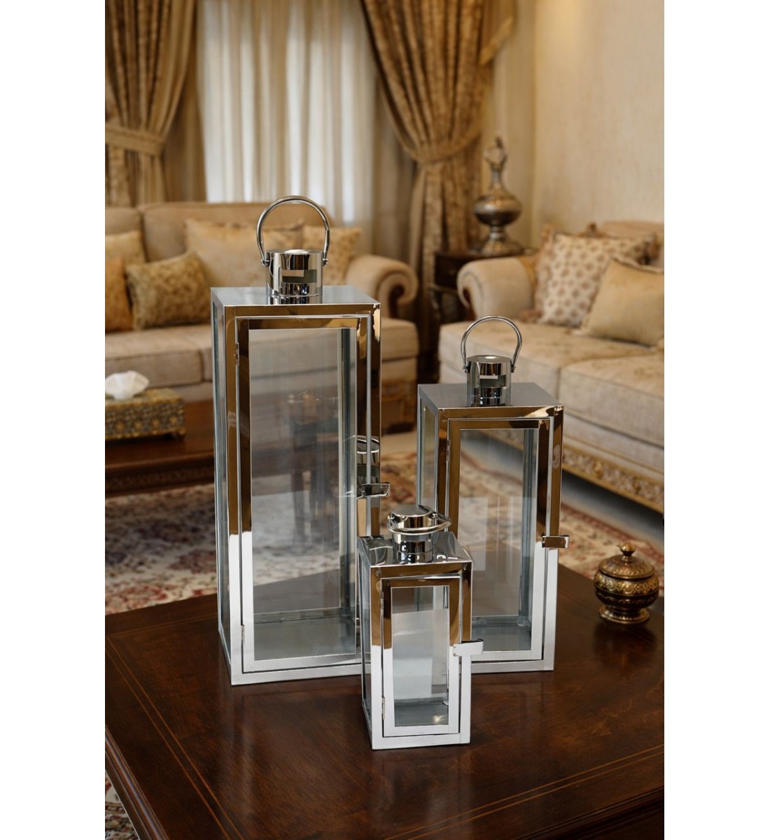 طقم فانوس رمضان شموع 3 حبات انيق وجذاب