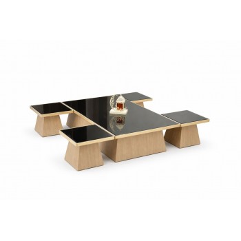 طقم طاولات قهوة عصرية بتصميم أنيق وبسيط، يتكوّن 5قطع 