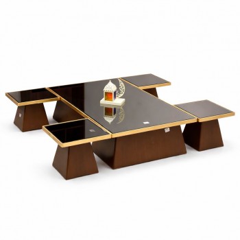 طقم طاولات قهوة عصرية بتصميم أنيق وبسيط، يتكوّن 5قطع 