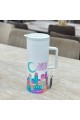  ترمس تقديم أنيق بلون أبيض عصري، مزين برسومات ملونة مستوحاة من أجواء رمضان 1لتر 