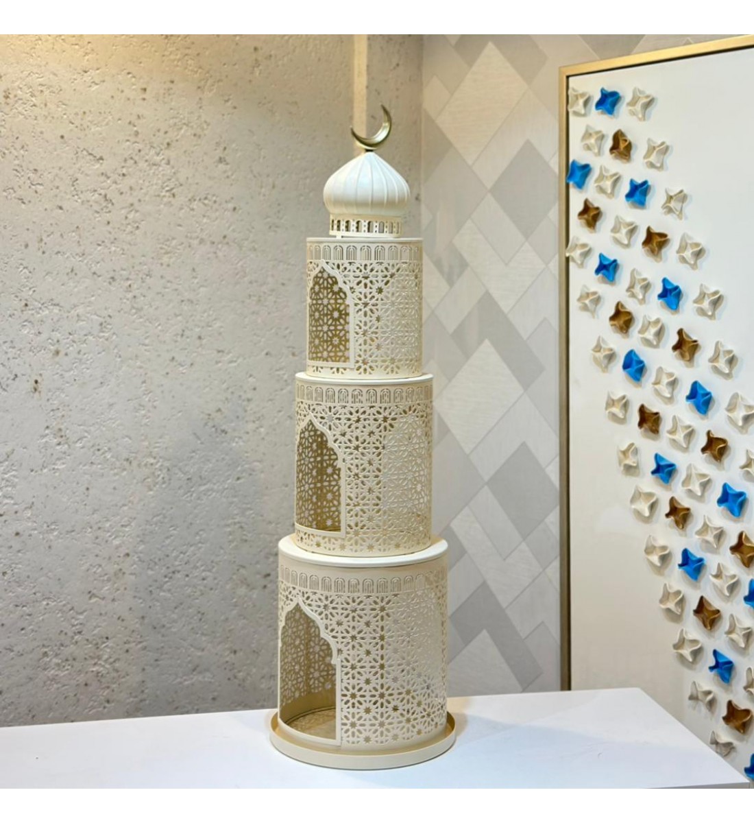 فانوس ديكوري فاخر بتصميم مستوحى من الطراز الإسلامي على شكل مئذنة أنيقة94سم 