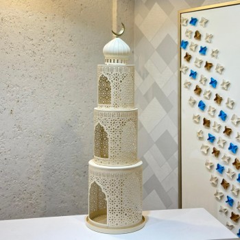 فانوس ديكوري فاخر بتصميم مستوحى من الطراز الإسلامي على شكل مئذنة أنيقة94سم 