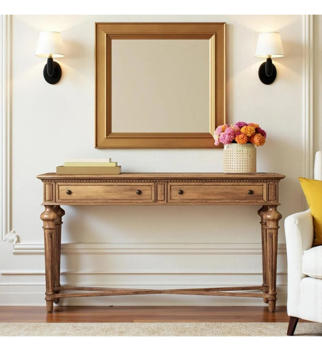 طاولة كونسول خشبية – توازن مثالي بين العملية والأناقة الكلاسيكية (منتج تفصيل ) طاولة كونسول خشبية – توازن مثالي بين العملية والأناقة الكلاسيكية (منتج تفصيل )