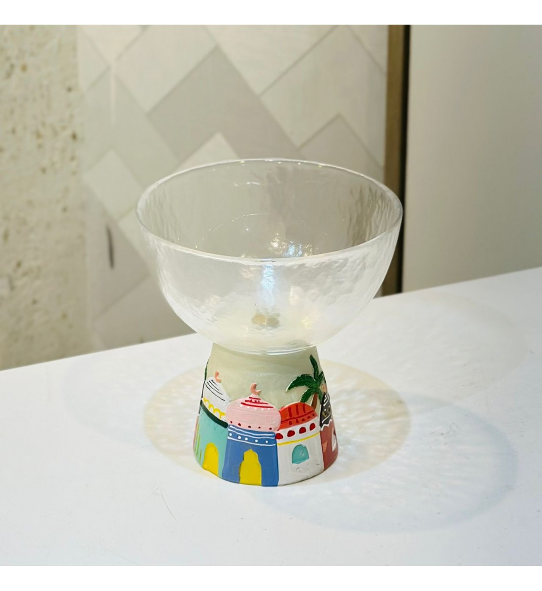 صحن زجاجي أنيق بتصميم ديكوري مستوحى من الطابع الشرقي،15×15×15سم 