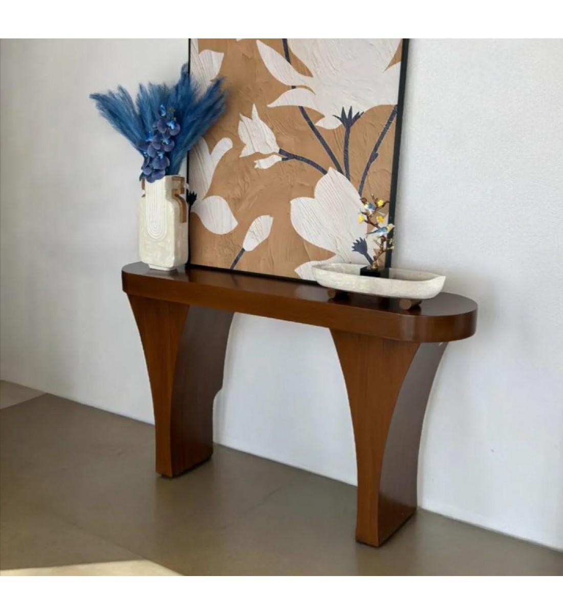 طاولة مدخل خشب مقوس بني 160×40×90سم طاولة مدخل خشب مقوس بني 160×40×90سم