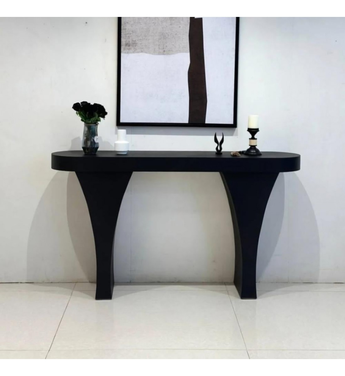 طاولة مدخل خشب مقوس لون اسود 160×40×90سم طاولة مدخل خشب مقوس لون اسود 160×40×90سم