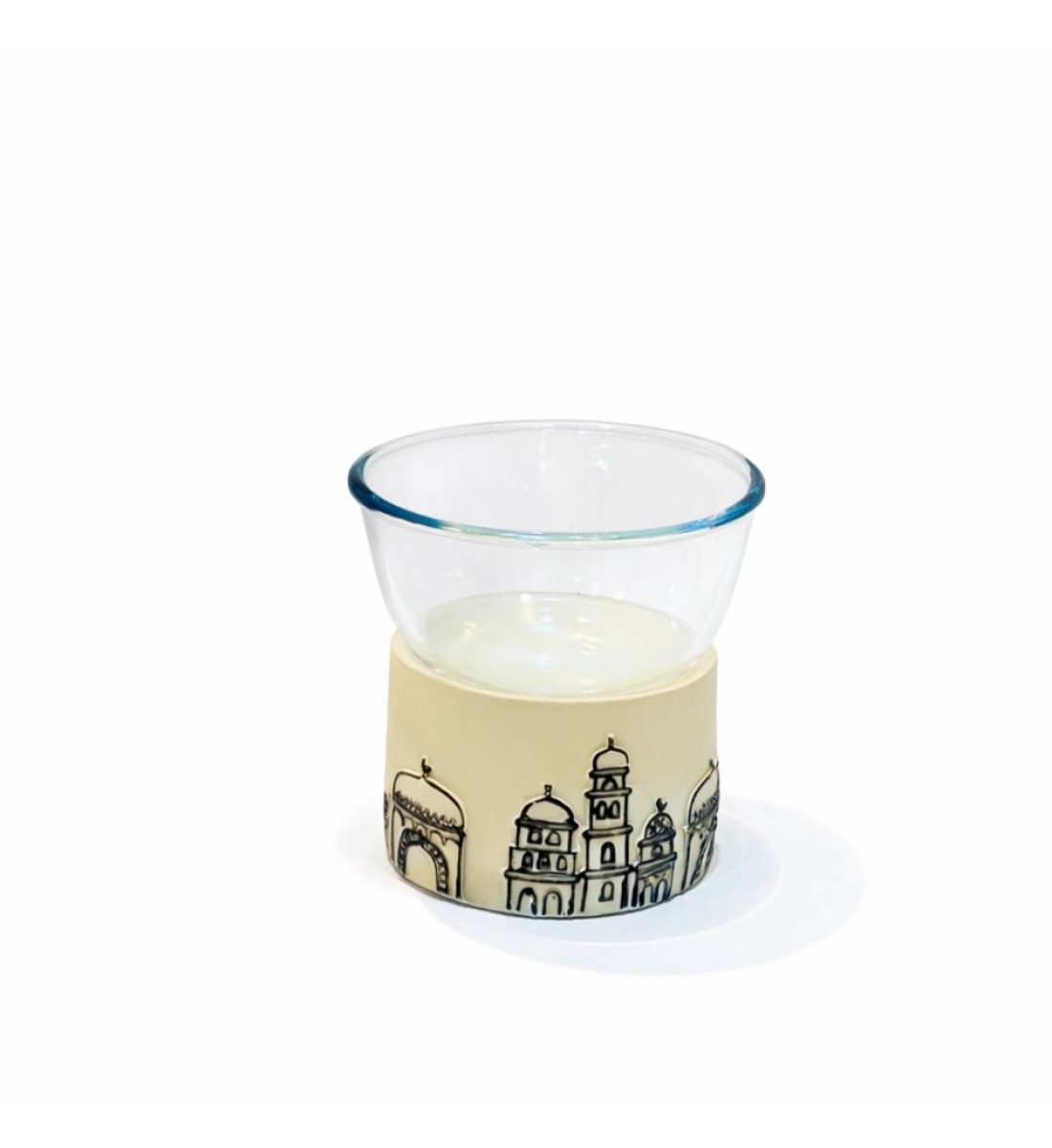 صحن زجاجي أنيق بتصميم ديكوري مستوحى من الطابع الشرقي،13×13×13سم