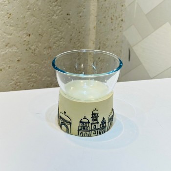 صحن زجاجي أنيق بتصميم ديكوري مستوحى من الطابع الشرقي،13×13×13سم