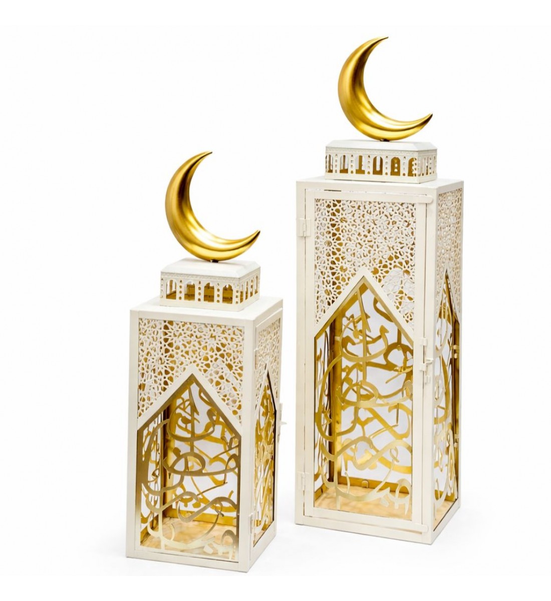 فانوس ديكوري إسلامي أبيض وذهبي70×18×18/سم فانوس ديكوري إسلامي أبيض وذهبي70×18×18/سم