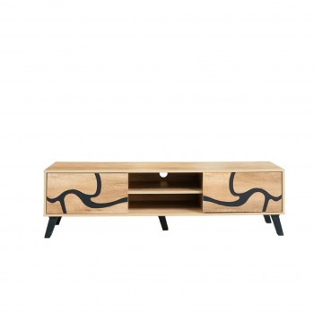 طاولة تلفزيون مستطيلة خشب ماليزي 160 سم - بيج واسود