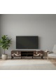 طاولة تلفزيون خشب ماليزي 180 سم - بني غامق ورصاصي