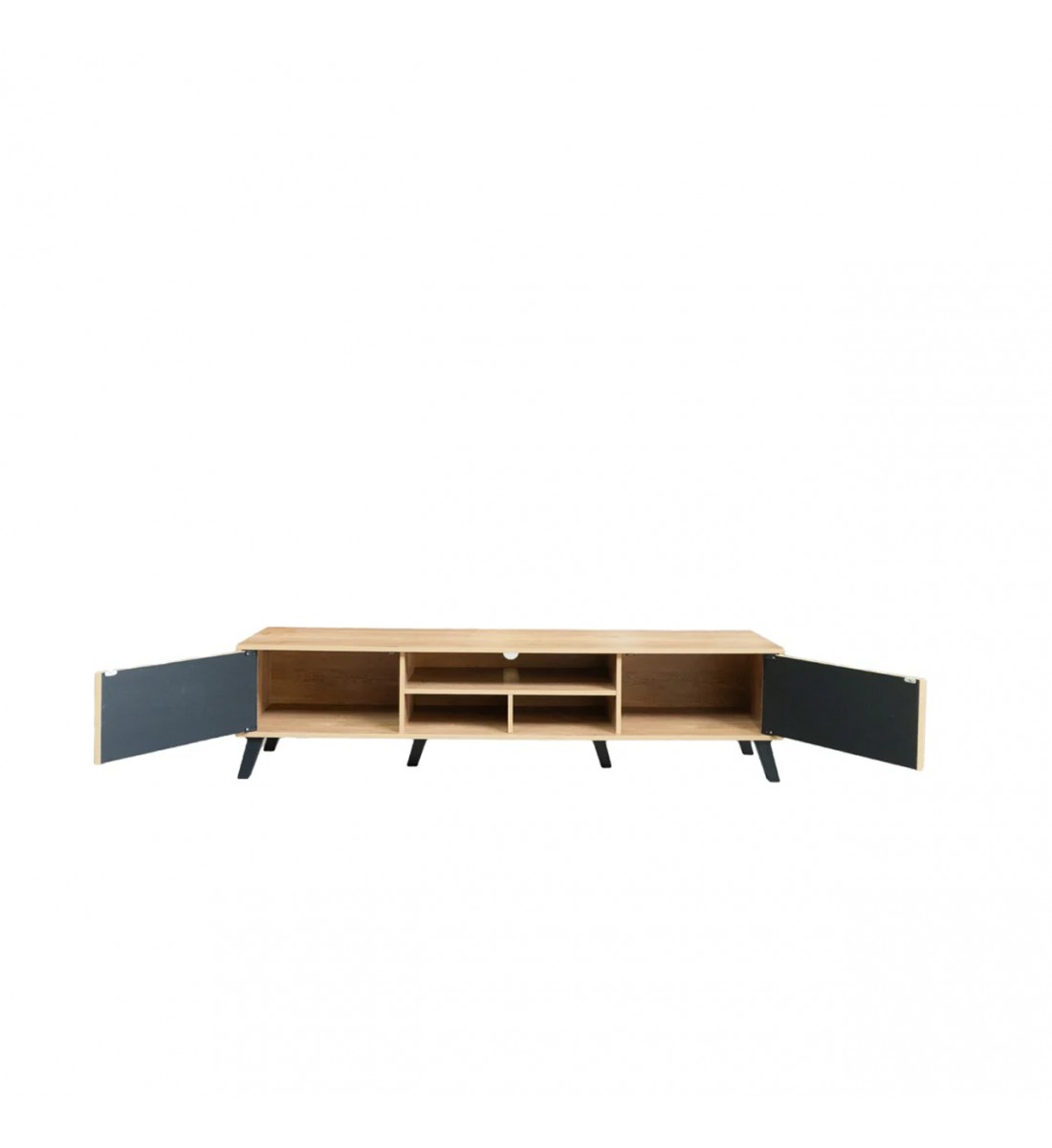 طاولة تلفزيون خشب ماليزي 180 سم - بيج واسود طاولة تلفزيون خشب ماليزي 180 سم - بيج واسود