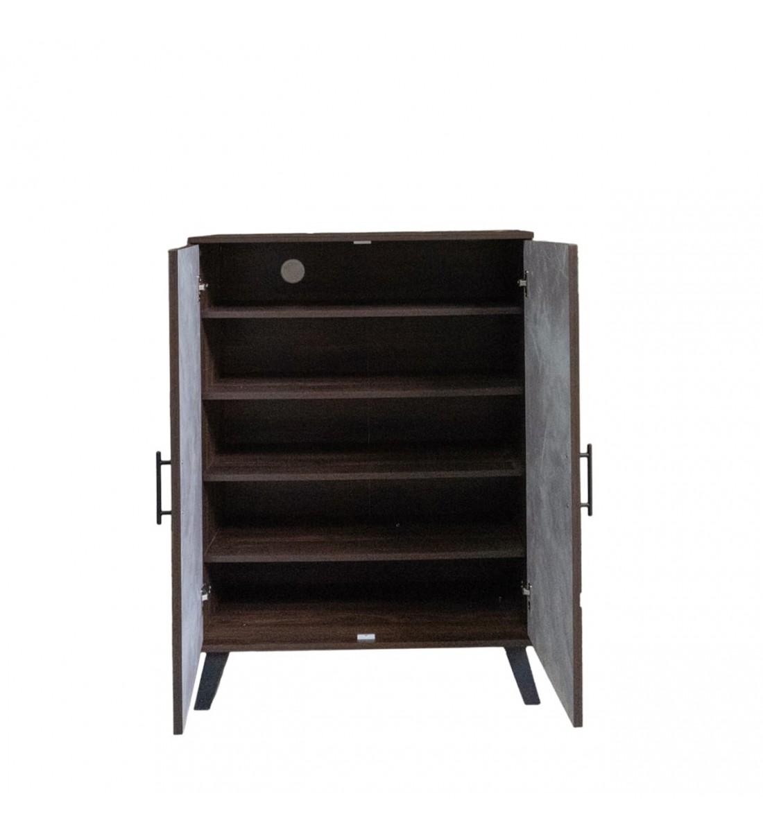 خزانة احذية بابين خشب ماليزي 5 أدوار - بني غامق ورصاصي خزانة احذية بابين خشب ماليزي 5 أدوار - بني غامق ورصاصي