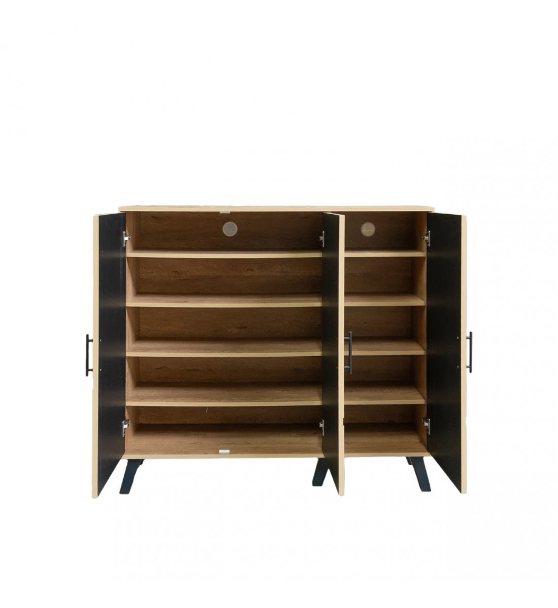 دولاب احذية 3 درفات خشب ماليزي 5 أدوار - بيج واسود دولاب احذية 3 درفات خشب ماليزي 5 أدوار - بيج واسود