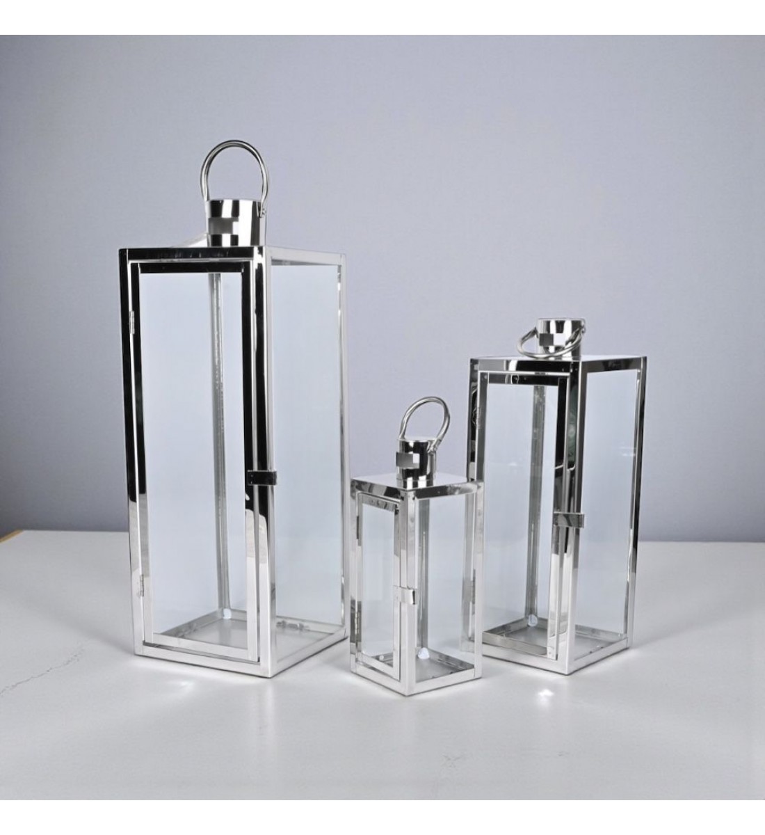 طقم فوانيس ديكور فضي3 حبات 