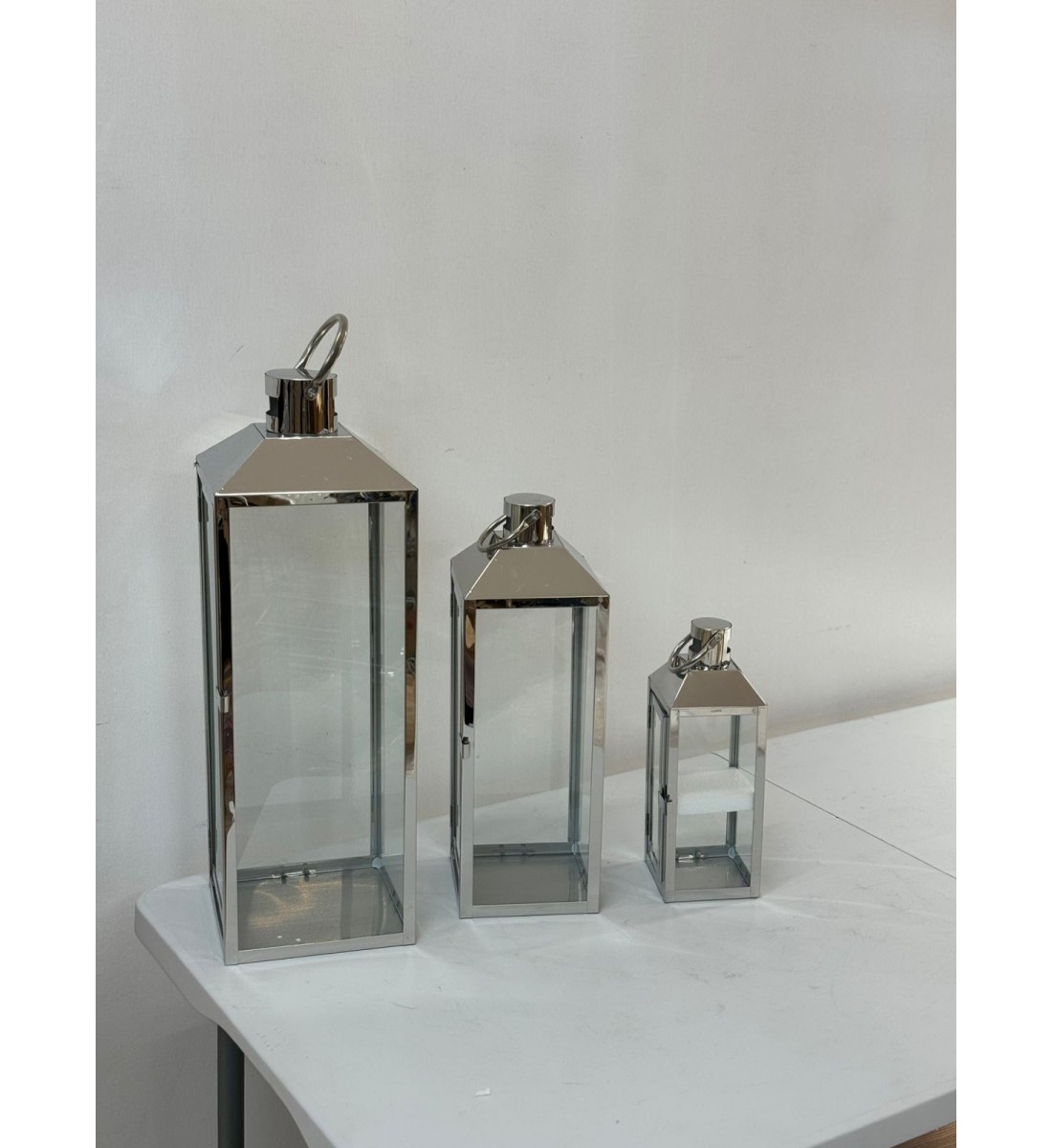 طقم فوانيس ديكور فضي3 حبات 