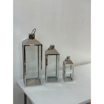 طقم فوانيس ديكور فضي3 حبات 