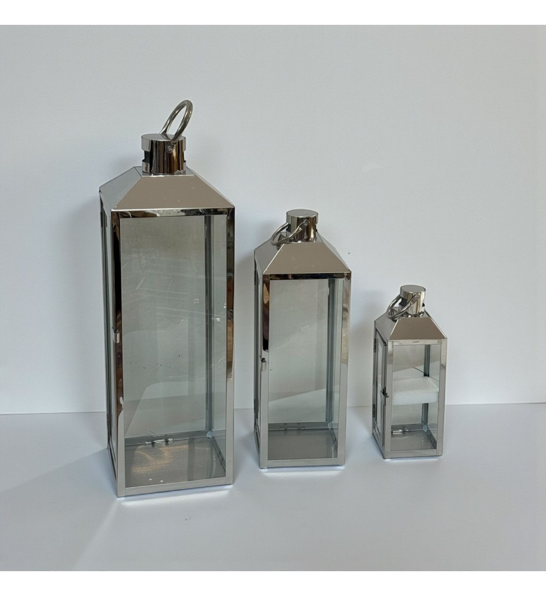 طقم فوانيس ديكور فضي3 حبات 