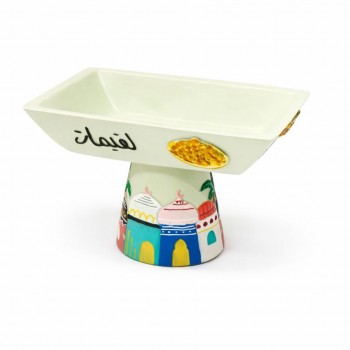 وعاء تقديم ديكوري مرتفع بتصميم تراثي أنيق، مصنوع بعناية ليجمع بين الجمال والوظيفة. 20×13×13سم