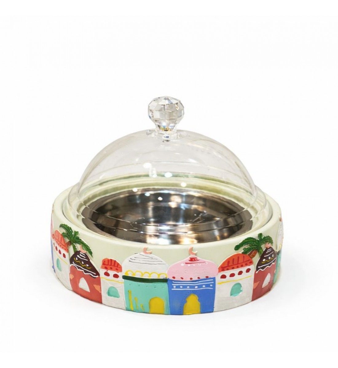 علبة تقديم أنيقة بغطاء شفاف، تجمع بين العملية والطابع التراثي الجذاب17×17×17سم 