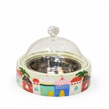 علبة تقديم أنيقة بغطاء شفاف، تجمع بين العملية والطابع التراثي الجذاب17×17×17سم 