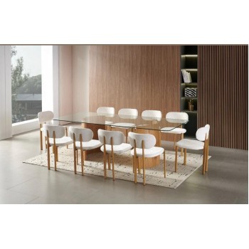 طاولة طعام  سطح زجاج - 10 كرسي - 